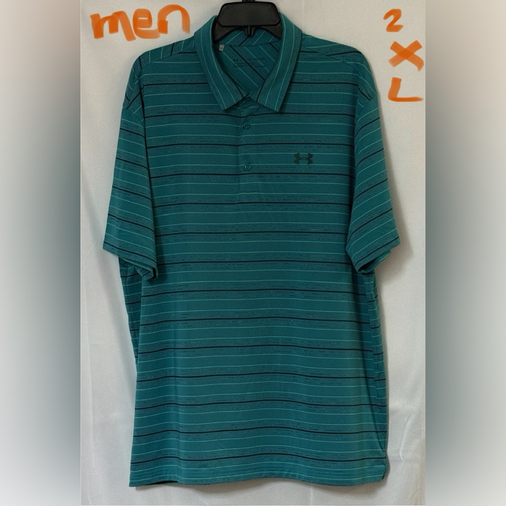 Under Armour Men's Teal Striped Polo Shirt